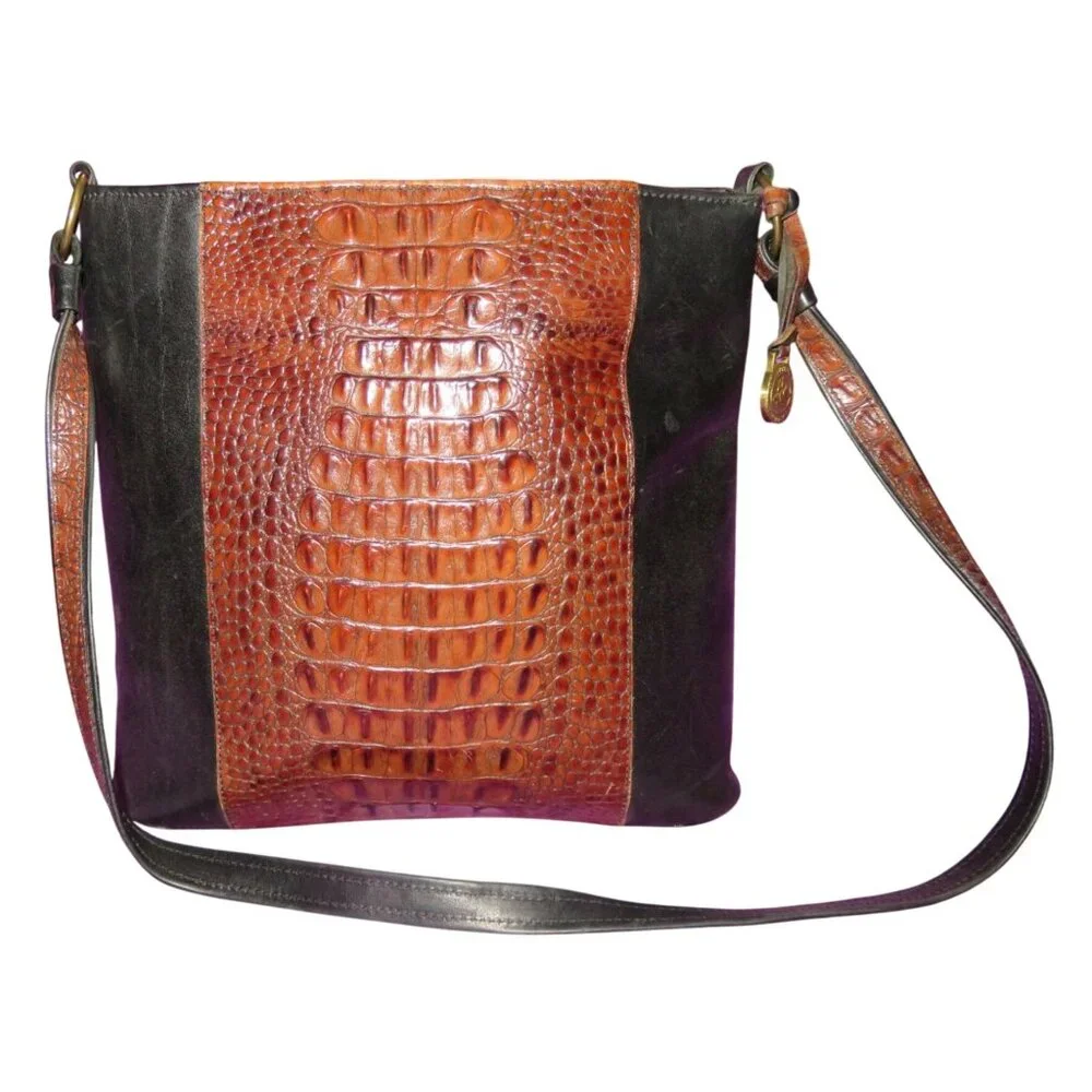 BRAHMIN Pecan Melbourne Croc Embossed Leather Tote & Wallet and Checkbook holder